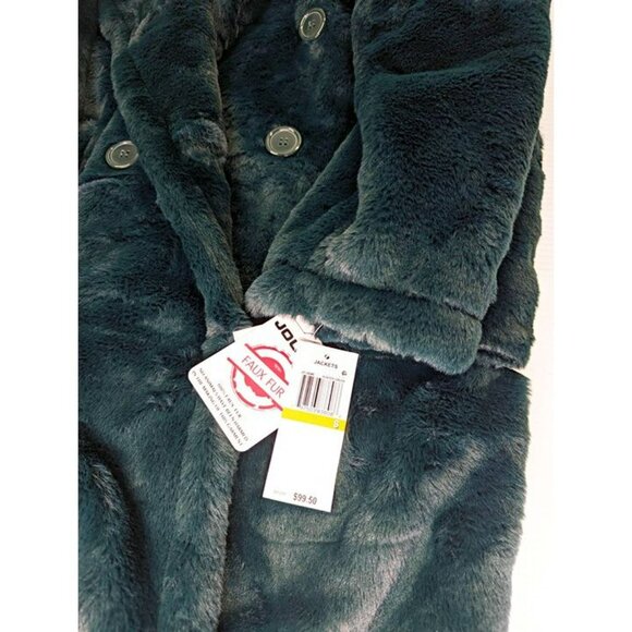 Jou Jou Women's Faux-Fur Double-Breasted Coat Hunter Green Size S (MSRP $100) - Picture 6 of 8